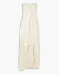 Brandon Maxwell Adelaide trägerloses Maxikleid aus glänzendem Twill Neutral