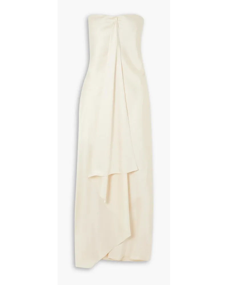 Brandon Maxwell Adelaide trägerloses Maxikleid aus glänzendem Twill Neutral