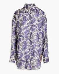 Zimmermann Devi Hemd aus Seide mit Paisley-Muster und Applikation Blau