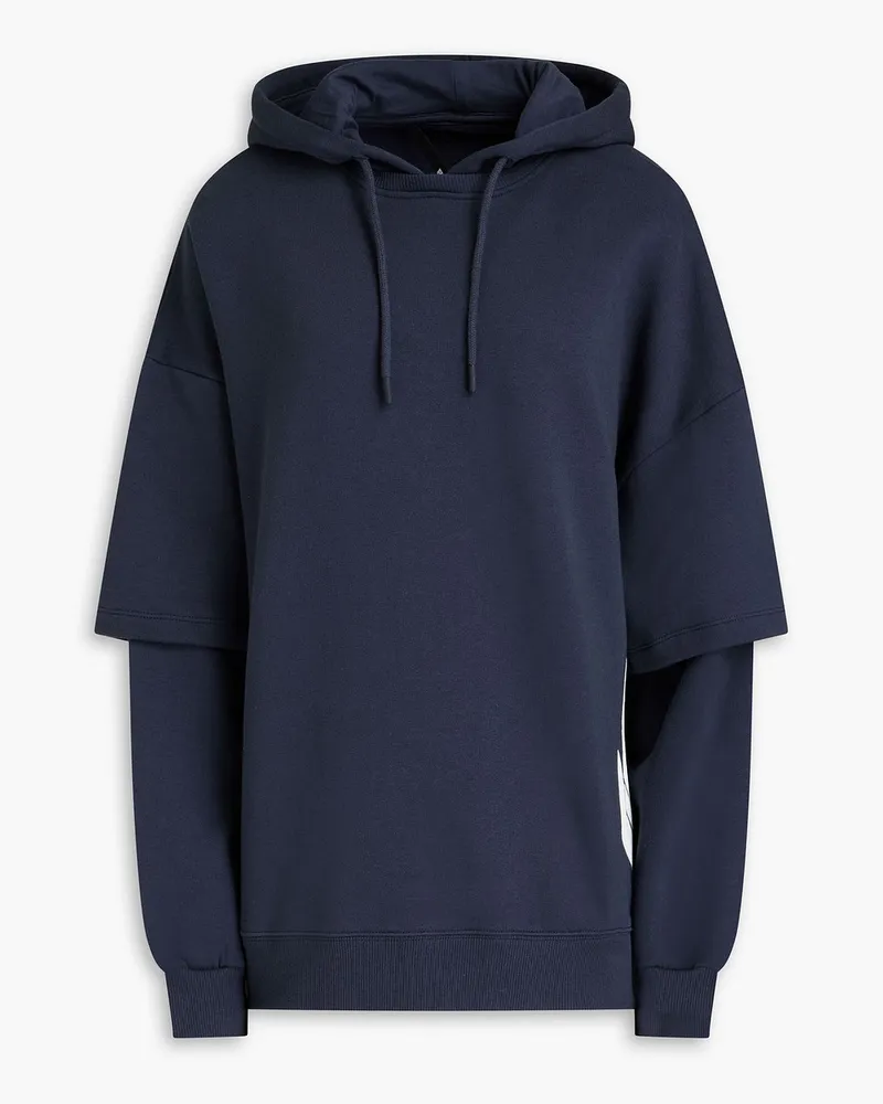 ROTATE Birger Christensen Oversized-Hoodie aus Baumwollfleece mit Print Blau