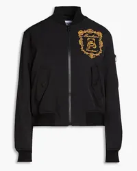 Moschino Bomberjacke aus wattiertem Twill mit Stickereien Schwarz