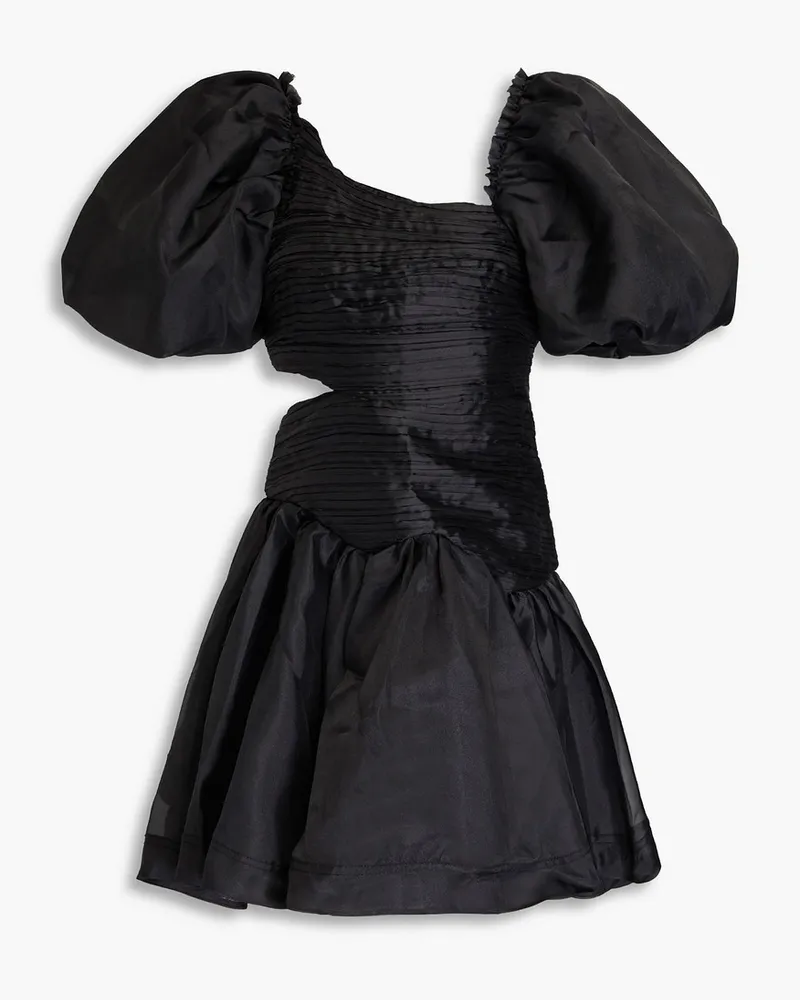 Aje. Joan asymmetrisches Minikleid aus Organza mit Biesen Schwarz