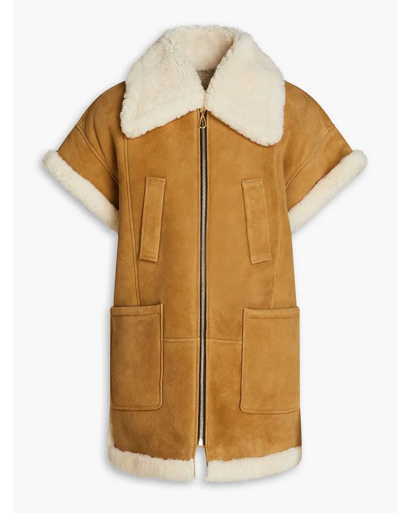 Sandro Oversized-Weste aus Shearling Braun