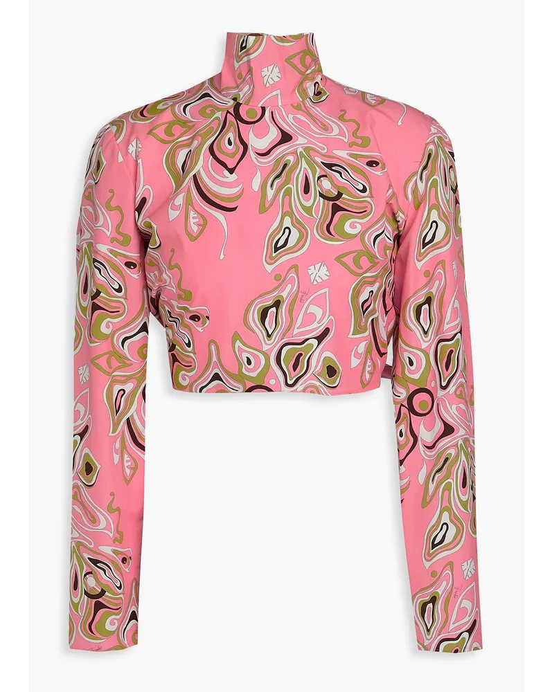 Emilio Pucci Cropped Oberteil aus Baumwollpopeline mit Print Pink