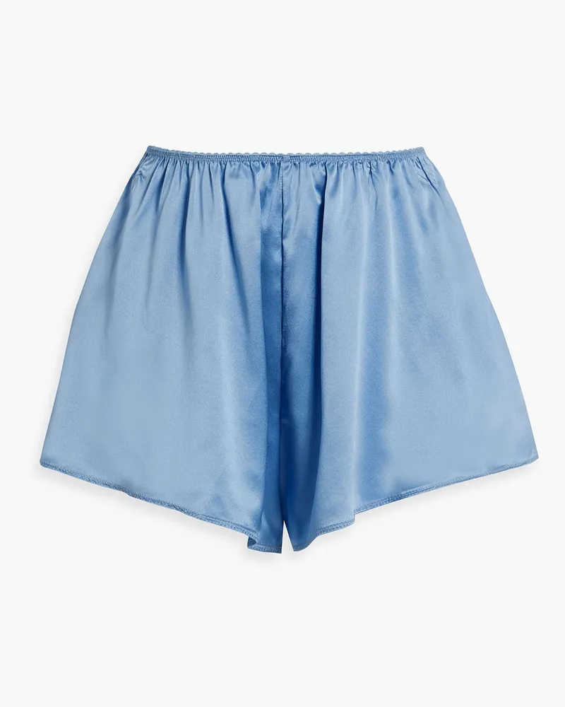 Alexander Wang Geraffte Shorts aus Seidensatin Blau