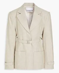 ROTATE Birger Christensen Blazer aus Twill aus einer Leinen-Baumwollmischung Neutral