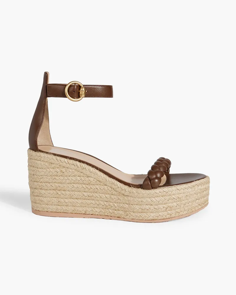 Gianvito Rossi Merida Espadrille-Wedges aus geflochtenem Leder Braun