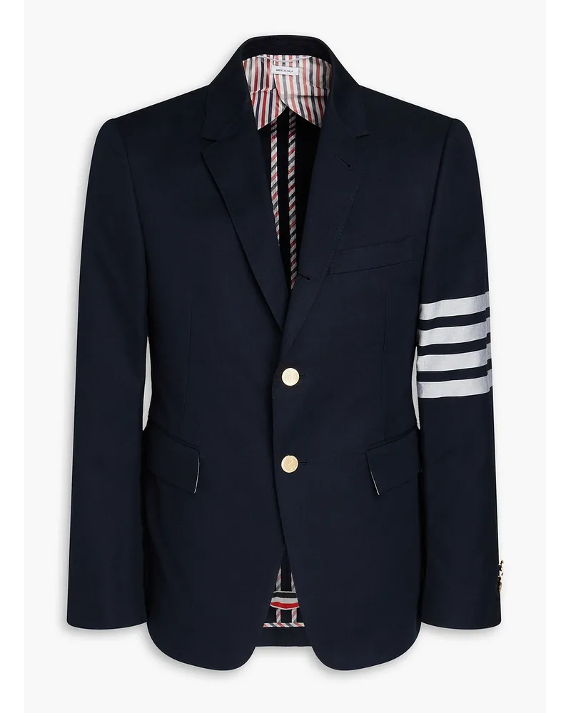 Thom Browne Blazer aus Baumwoll-Twill mit Jacquard-Besatz Blau