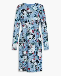 Erdem Kleid aus Crêpe de Chine mit floralem Print Blau