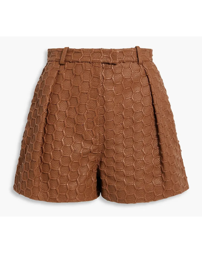 Roberto Cavalli Shorts aus geflochtenem Kunstleder mit Falten Braun