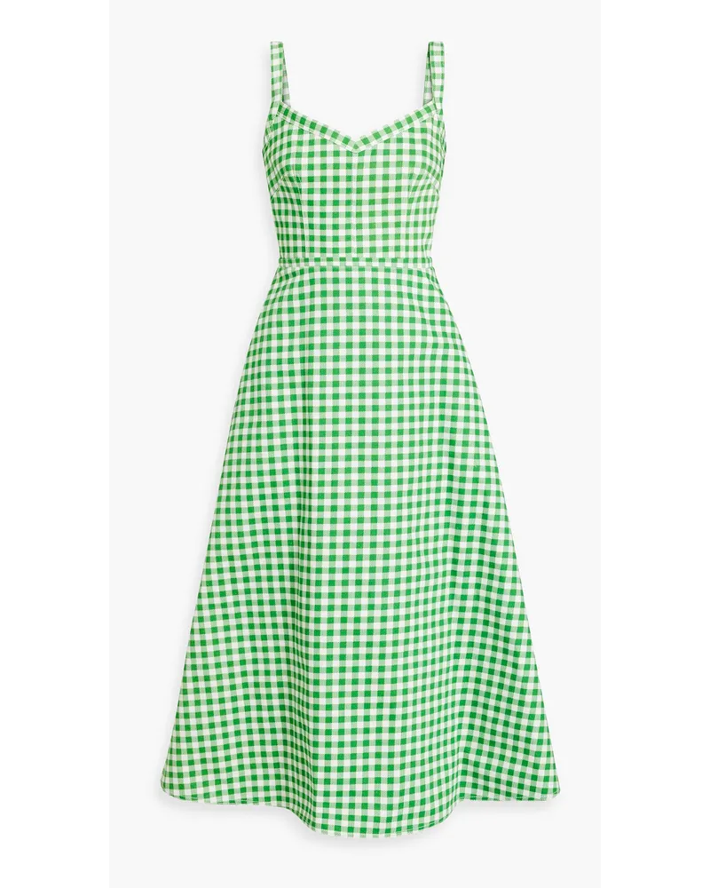 EMILIA WICKSTEAD Elvita Midikleid aus Baumwoll-Twill mit Gingham-Karo Grün