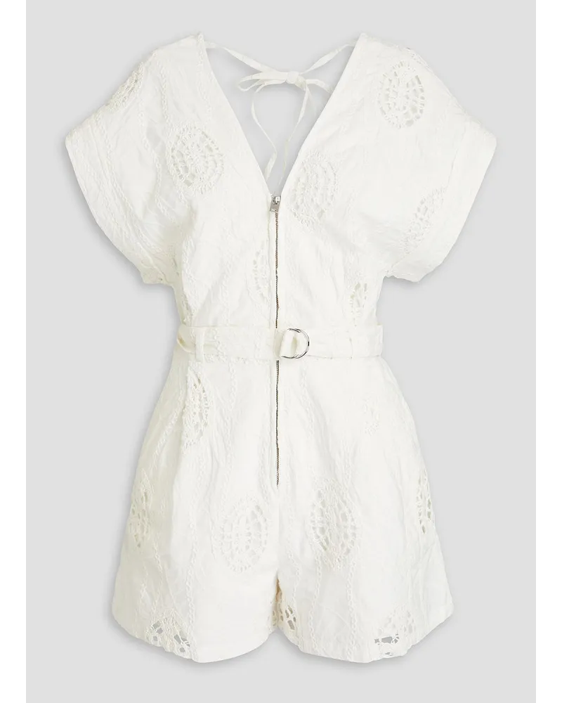 IRO Falwen Playsuit aus Baumwolle mit Lochstickerei und Gürtel Weiß