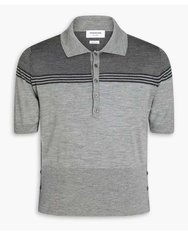 Thom Browne Poloshirt aus Jacquard aus einer Wollmischung Grau