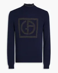 Giorgio Armani Pullover aus Jacquard-Strick aus einer Woll-, Seiden-Kaschmirmischung Blau