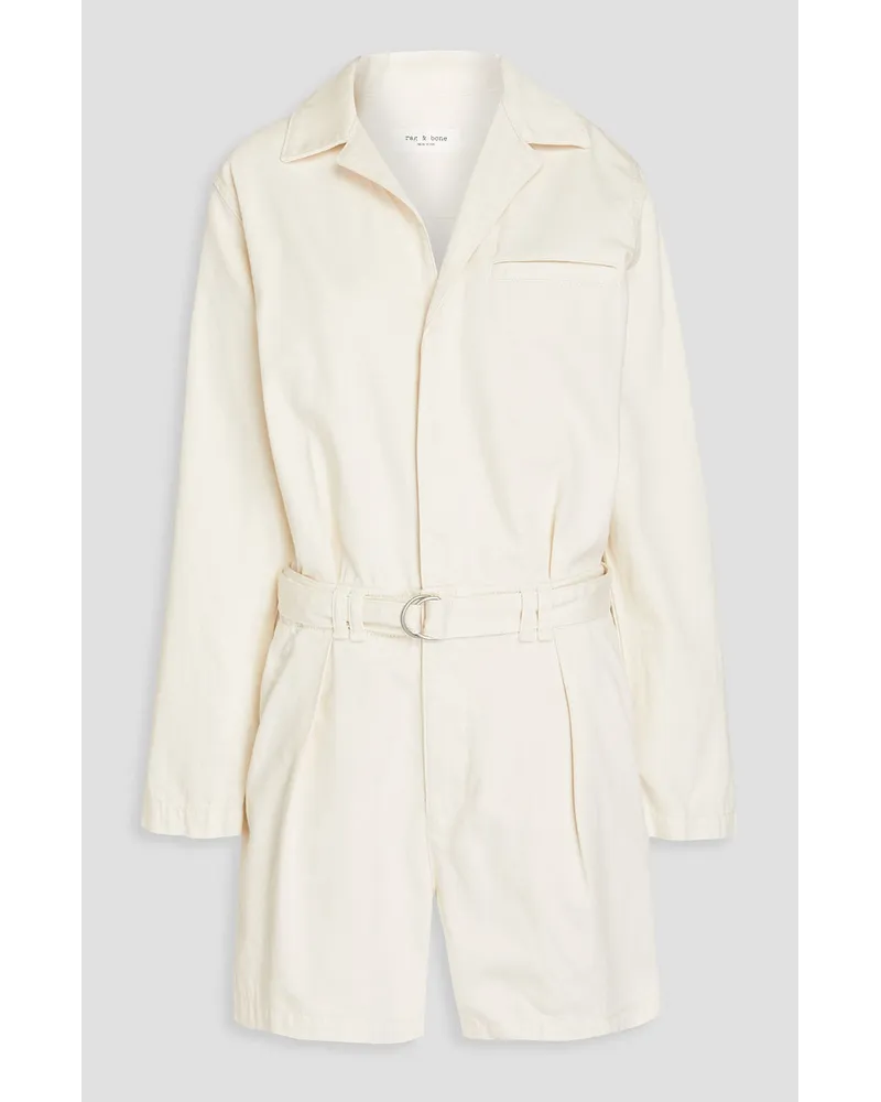 Rag & Bone Playsuit aus Baumwolle mit Falten und Gürtel Weiß