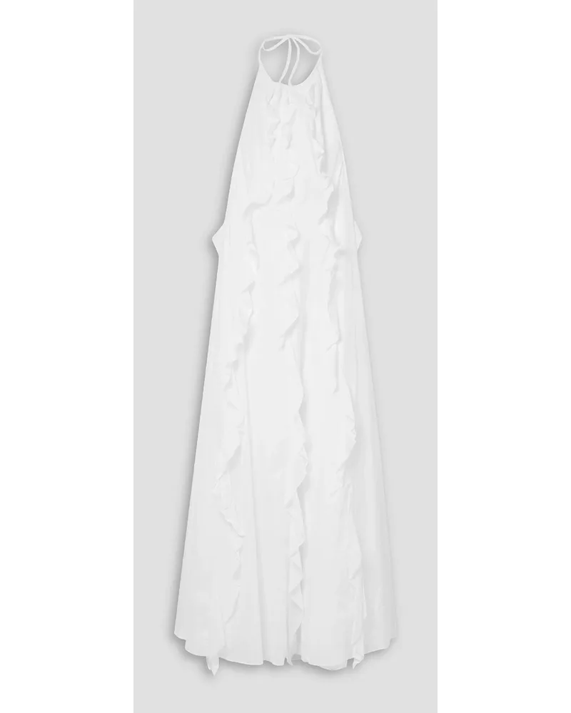 STAUD Marike Neckholder-Maxikleid aus Baumwolle mit Rüschen Weiß