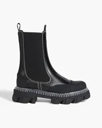 Ganni Chelsea-Boots aus Leder mit Gummibesatz Schwarz