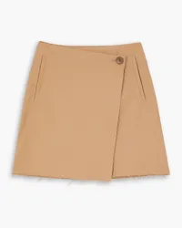 By Malene Birger Esmaa Mini-Wickelrock aus recyceltem Stretch-Twill mit Fransen Neutral