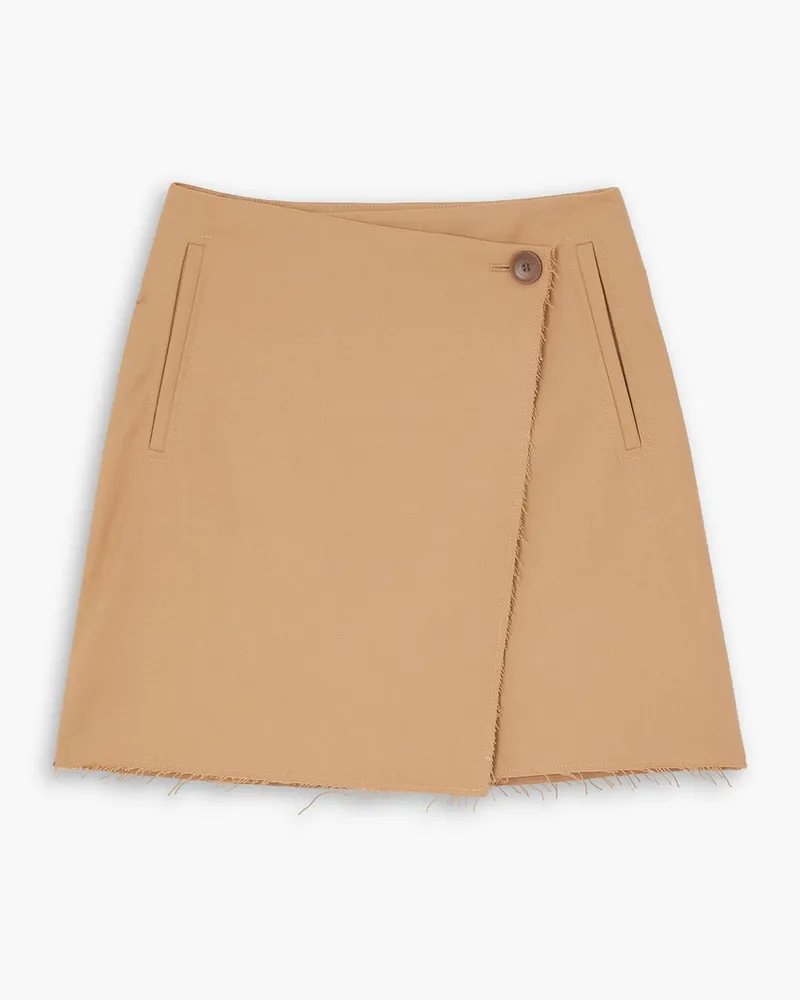 By Malene Birger Esmaa Mini-Wickelrock aus recyceltem Stretch-Twill mit Fransen Neutral