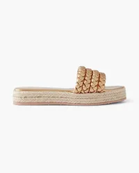 Gianvito Rossi Marbella Espadrille-Pantoletten aus geflochtenem -Leder Metallic