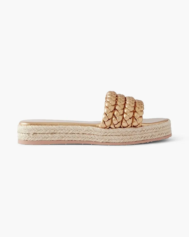 Gianvito Rossi Marbella Espadrille-Pantoletten aus geflochtenem -Leder Metallic