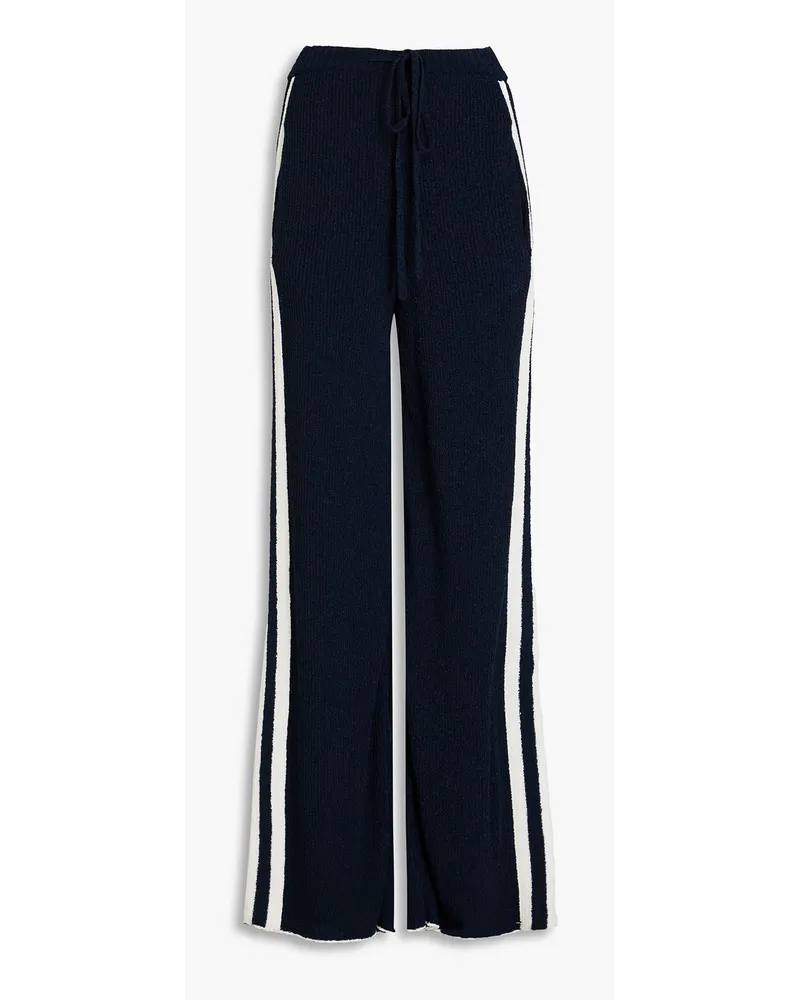 Maison Margiela Hose mit weitem Bein aus geripptem Bouclé-Strick Blau