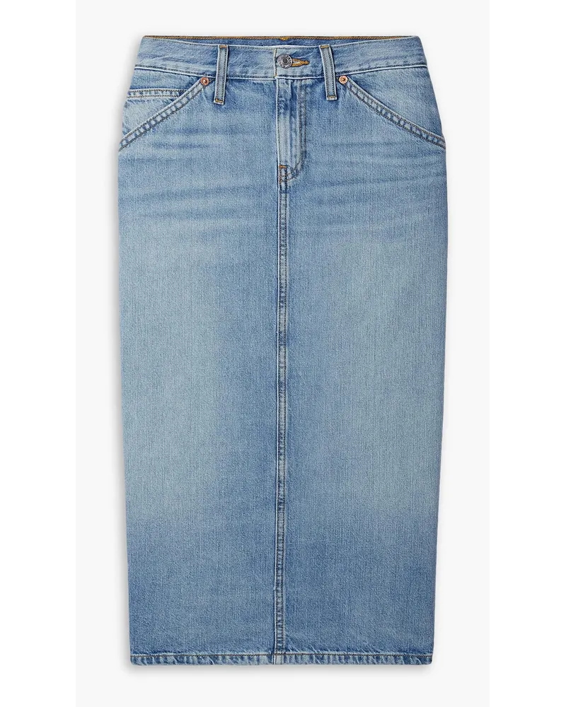 RE/DONE Low Rider Midi-Jeansrock Blau