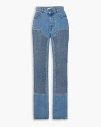 Area Hoch sitzende Jeans mit geradem Bein und Kristallverzierung Blau