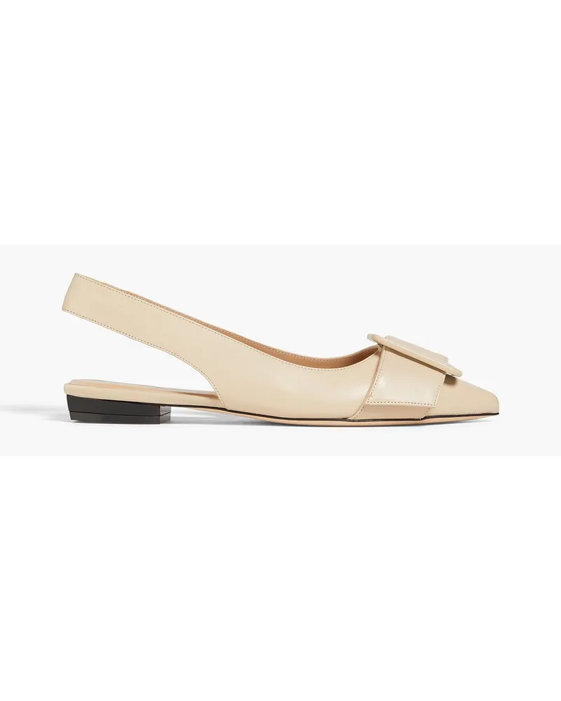 Sergio Rossi Flache Slingback-Schuhe mit spitzer Kappe aus Leder mit Schnalle Neutral