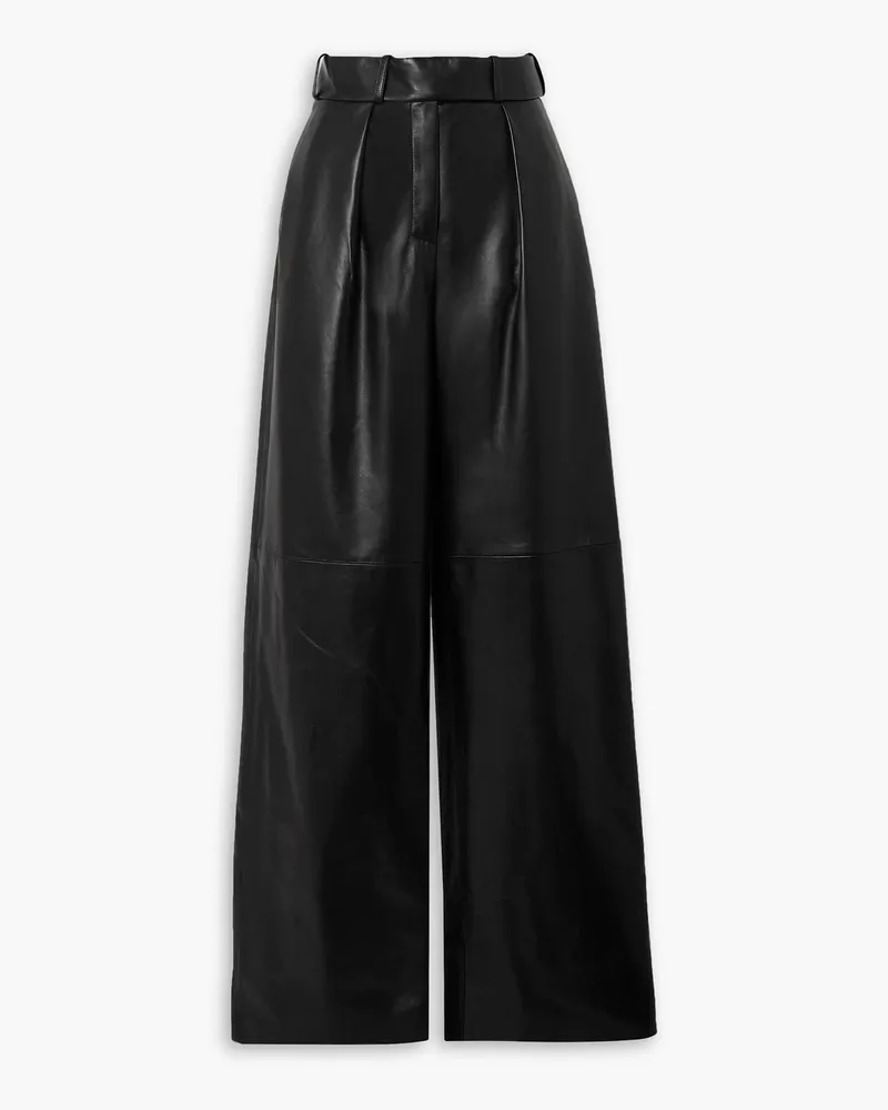 Alexandre Vauthier Hose mit weitem Bein aus Leder Schwarz