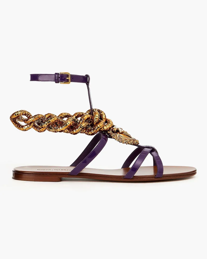 Dolce & Gabbana Sandalen aus Leder mit Verzierung Lila