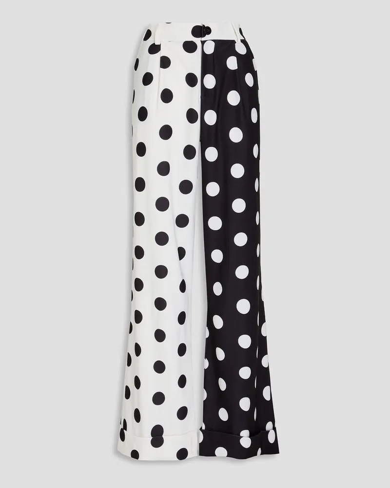 Alice + Olivia Alice OliviaHose mit weitem Bein aus Crêpe mit Polka-Dots und Falten Weiß