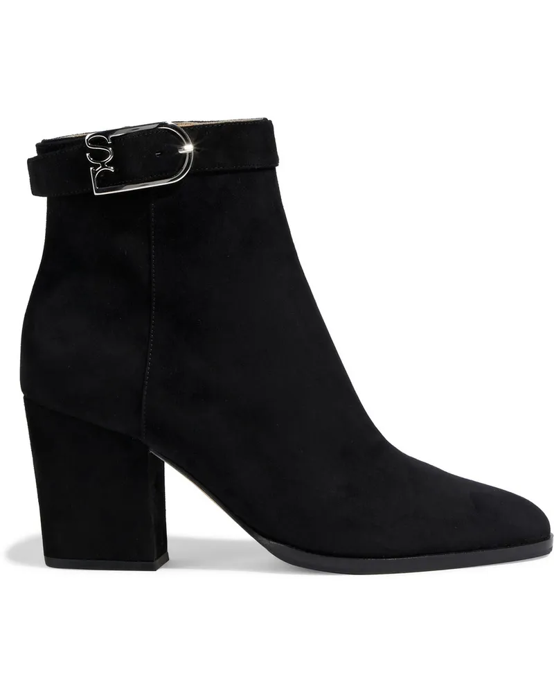 Sergio Rossi Ankle Boots aus Veloursleder mit Schnalle Schwarz