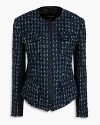 Emporio Armani Jacke aus Bouclé-Tweed aus einer Wollmischung Blau