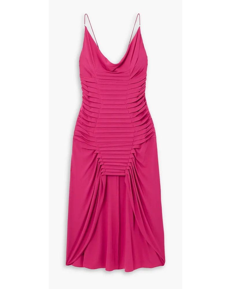 Dion Lee Ventral asymmetrisches Kleid aus Jersey mit Biesen und Falten Pink