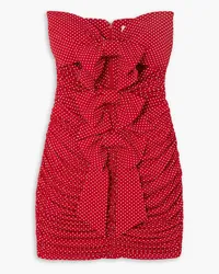 Alexandre Vauthier Trägerloses Minikleid aus Stretch-Jersey mit Polka-Dots, Cut-outs und Schleifen Rot