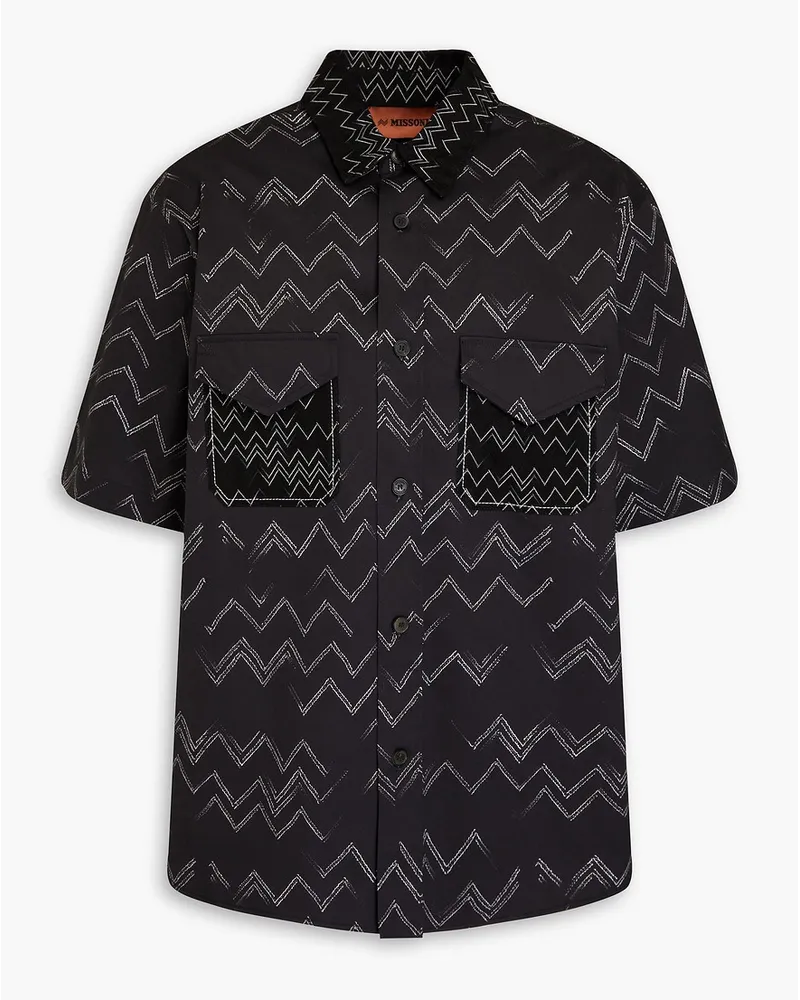 Missoni Hemd aus Twill aus Stretch-Baumwolle mit Print Schwarz