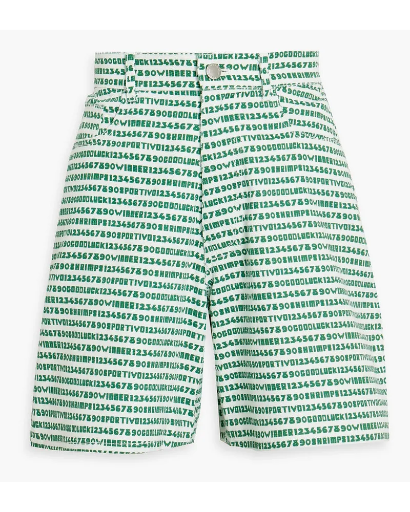 Shrimps Zelmo bedruckte Shorts aus Baumwoll-Twill mit Applikationen Grün