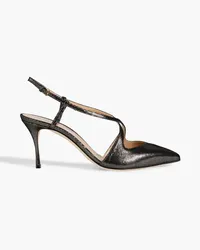 Sergio Rossi Bon Ton 075 Slingback-Pumps aus Veloursleder mit -Effekt Metallic