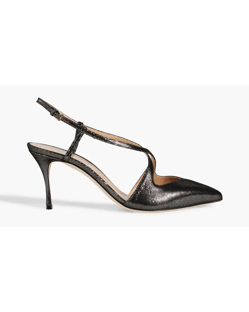 Sergio Rossi Bon Ton 075 Slingback-Pumps aus Veloursleder mit -Effekt Metallic