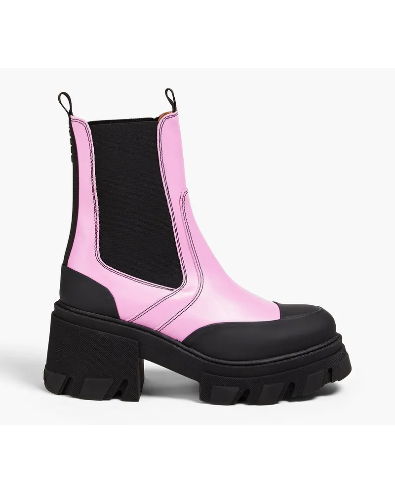 Ganni Zweifarbige Chelsea-Boots aus Leder Pink