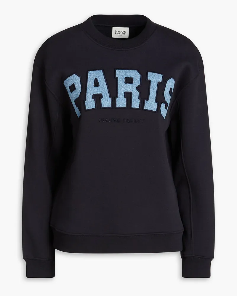 Claudie Pierlot Sweatshirt aus Frottee aus einer Baumwollmischung mit Stickereien Blau