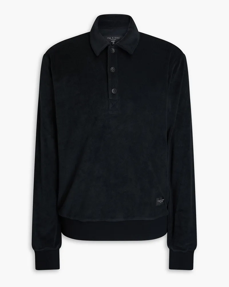 Rag & Bone Poloshirt aus Frottee aus einer Baumwollmischung Schwarz