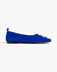 Tory Burch Eleanor Ballerinas aus Veloursleder mit Verzierung Blau