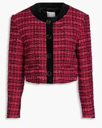 Sandro Cropped Jacke aus Tweed aus einer Baumwollmischung Pink