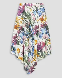 Stella McCartney Asymmetrischer Midirock aus Crêpe de Chine mit floralem Print Weiß