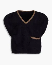 Jacquemus Pipa cropped two-tone ribbed-knit vest Blau