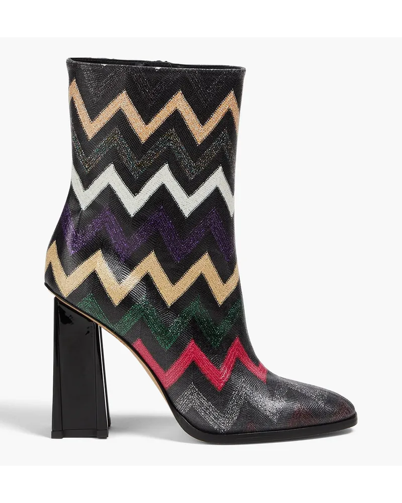 Missoni Ankle Boots aus Häkelstrick inMetallic-Optik Schwarz