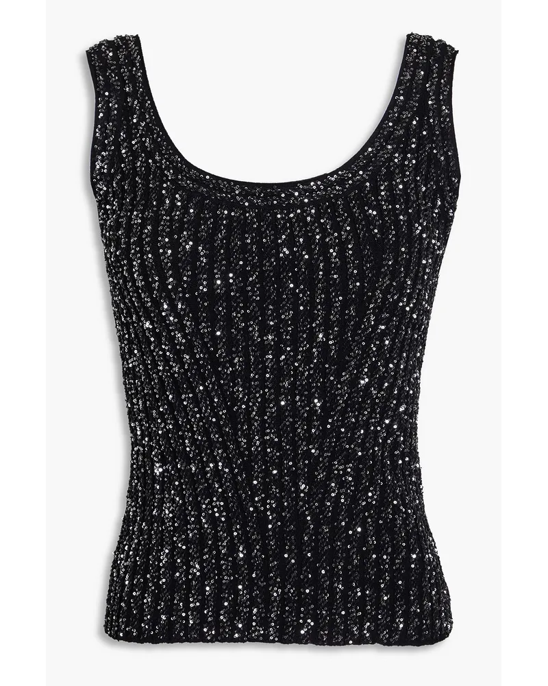 Missoni Tanktop aus Rippstrick mit Pailletten Schwarz