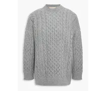 Melierter Pullover aus Wolle mit Zopfstrickmuster